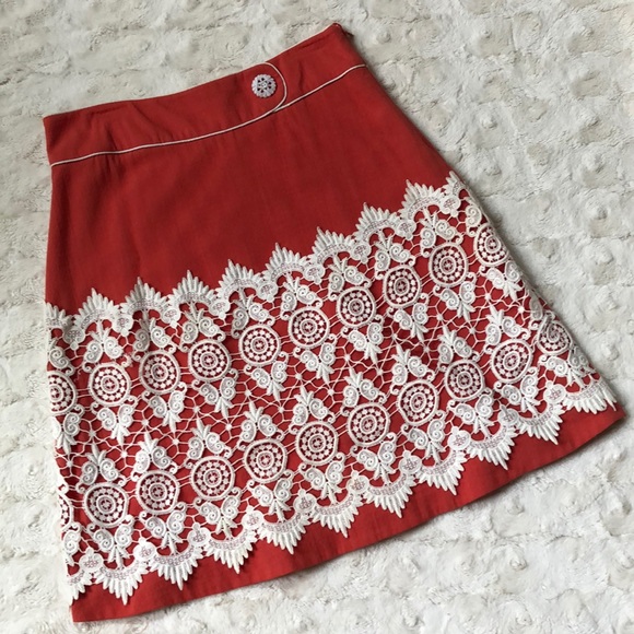 FLOREAT Orange Cream Crochet A-Line Skirt, 4 Sm - Picture 2 of 10